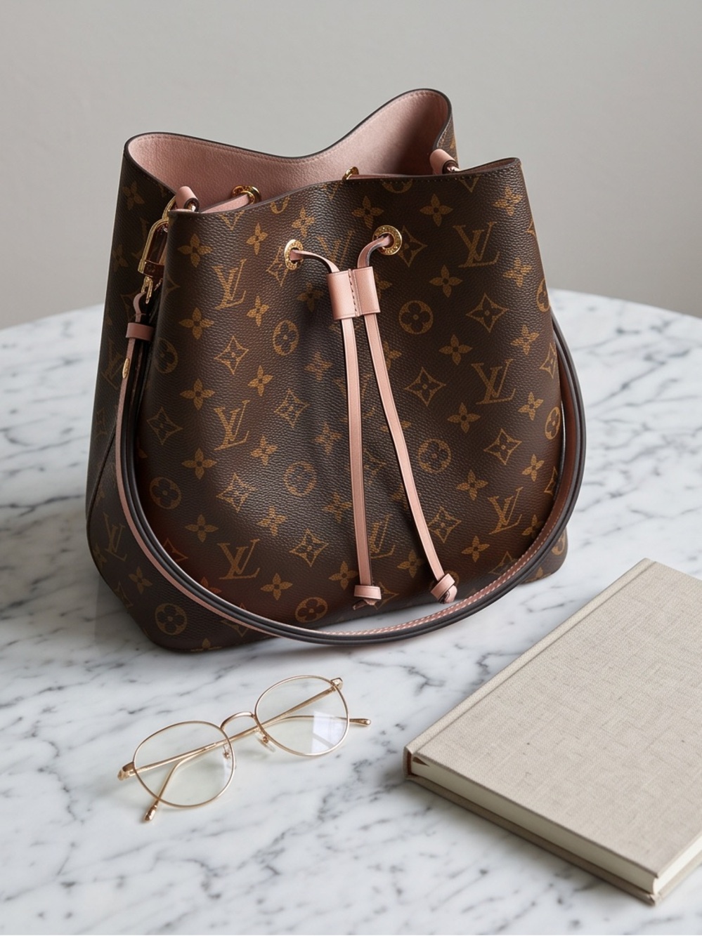 Louis Vuitton Monogram NéoNoé Bucket Bag with Pink Trim
